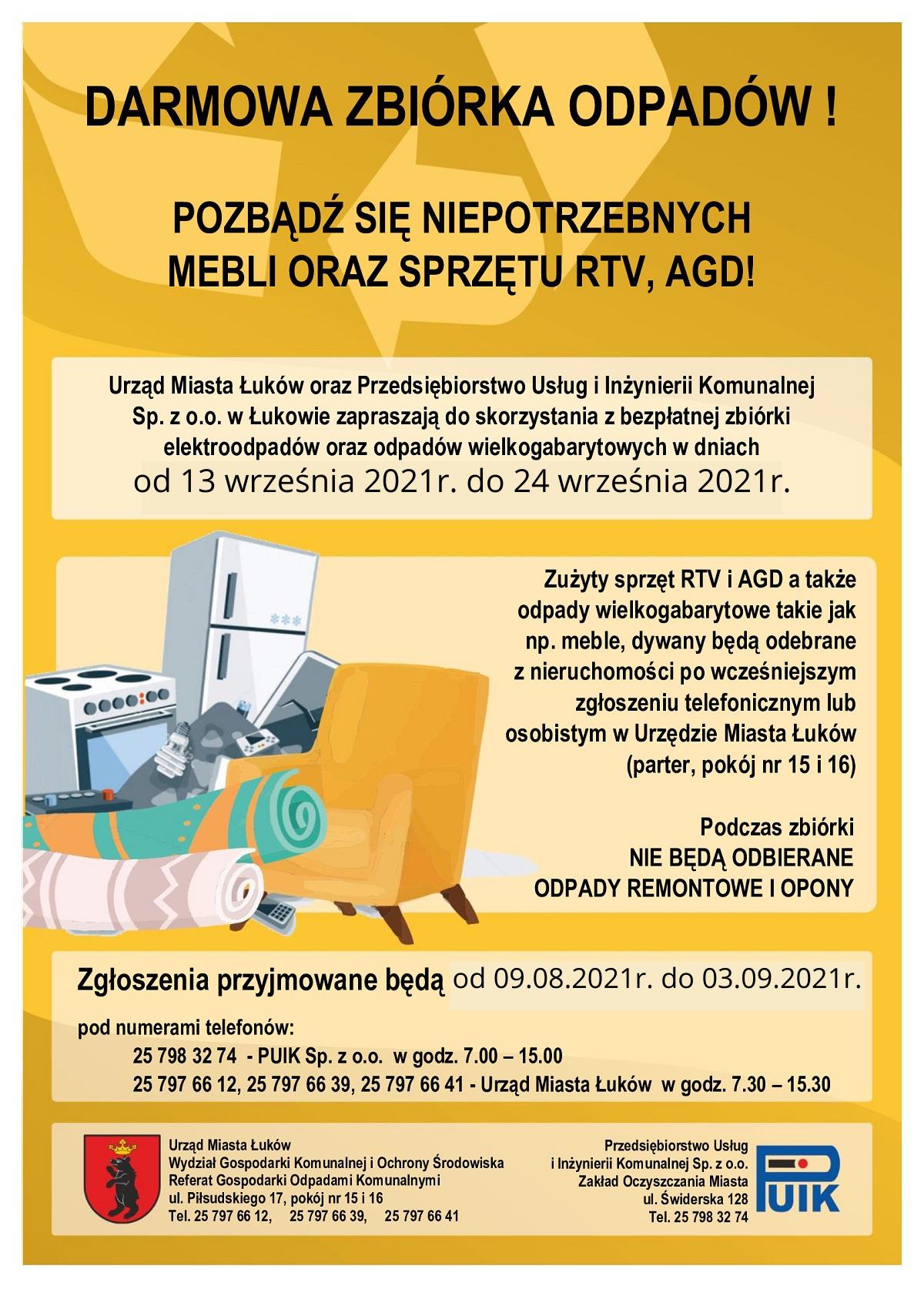 Zapisy na odbiór odpadów wielkogabarytowych i elektrośmieci